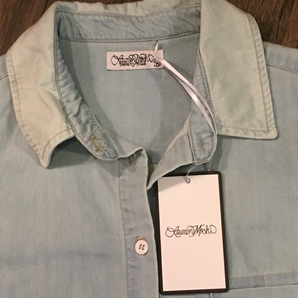 Lauren Moshi Denim Button Up with Embroidery - Picture 3 of 7